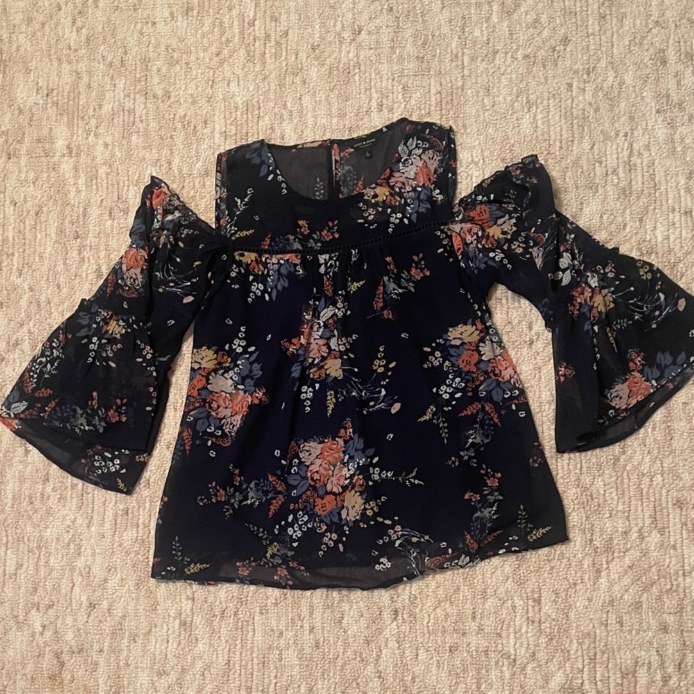 Lucky Brand Navy Floral Top